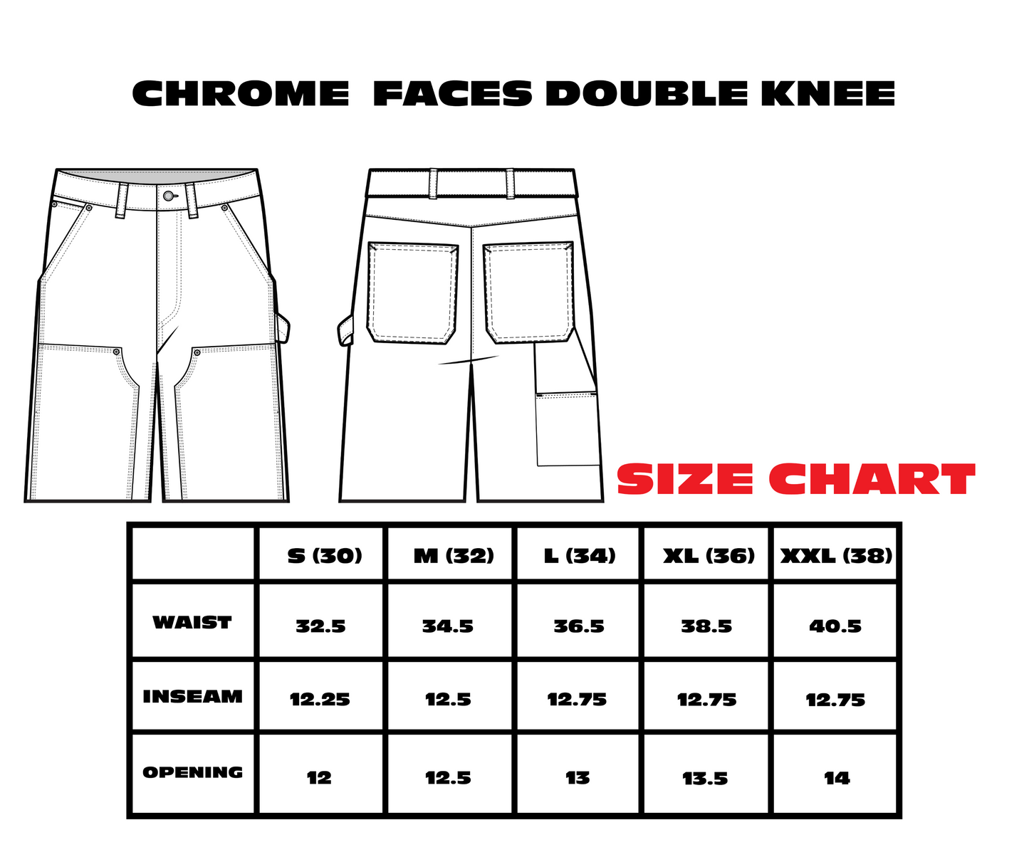 "Chrome Faces" Double Knee Jorts