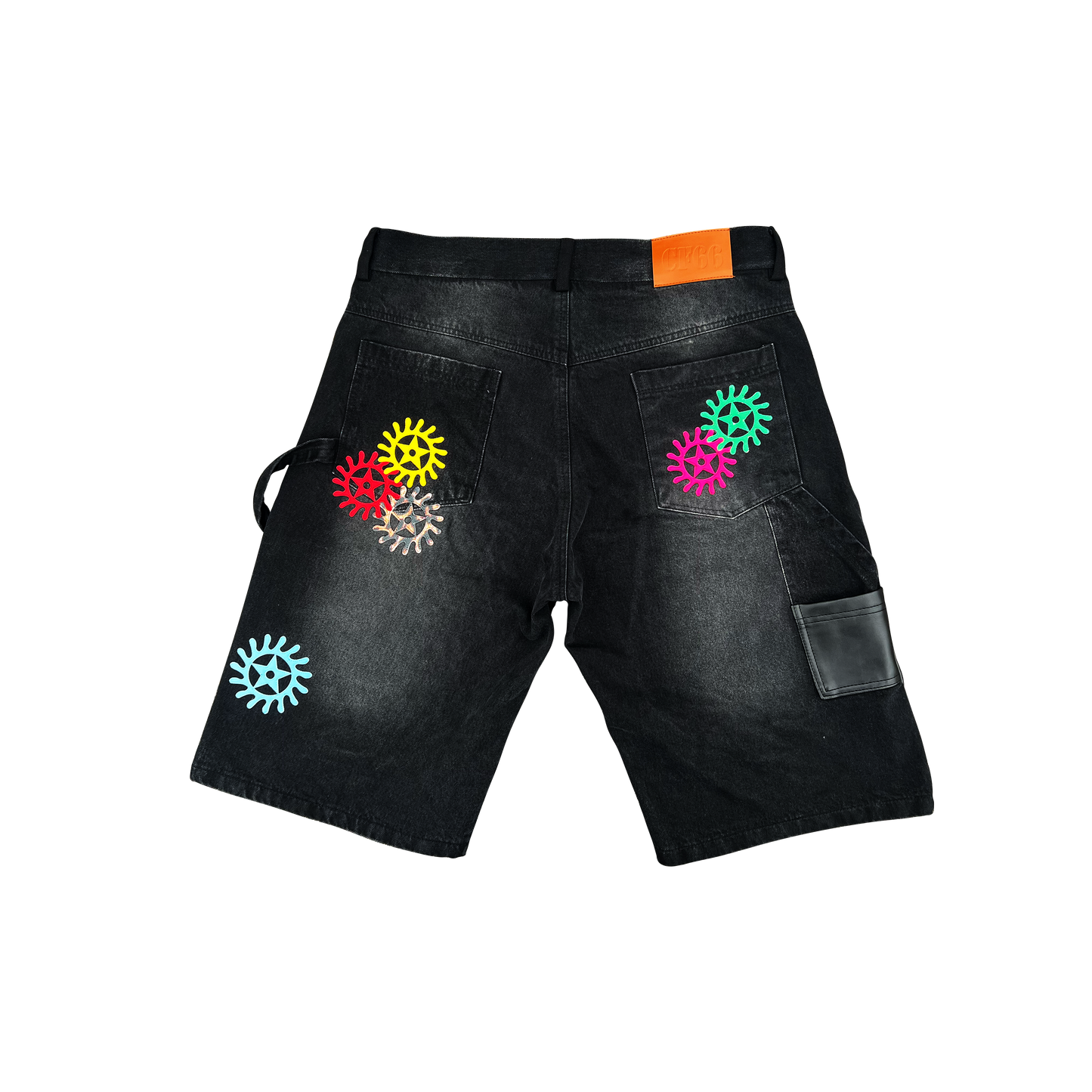 "Chrome Faces" Double Knee Jorts