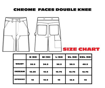 "Chrome Faces" Double Knee Jorts