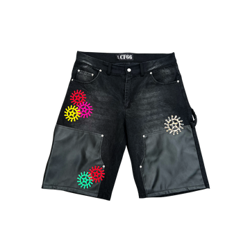 "Chrome Faces" Double Knee Jorts
