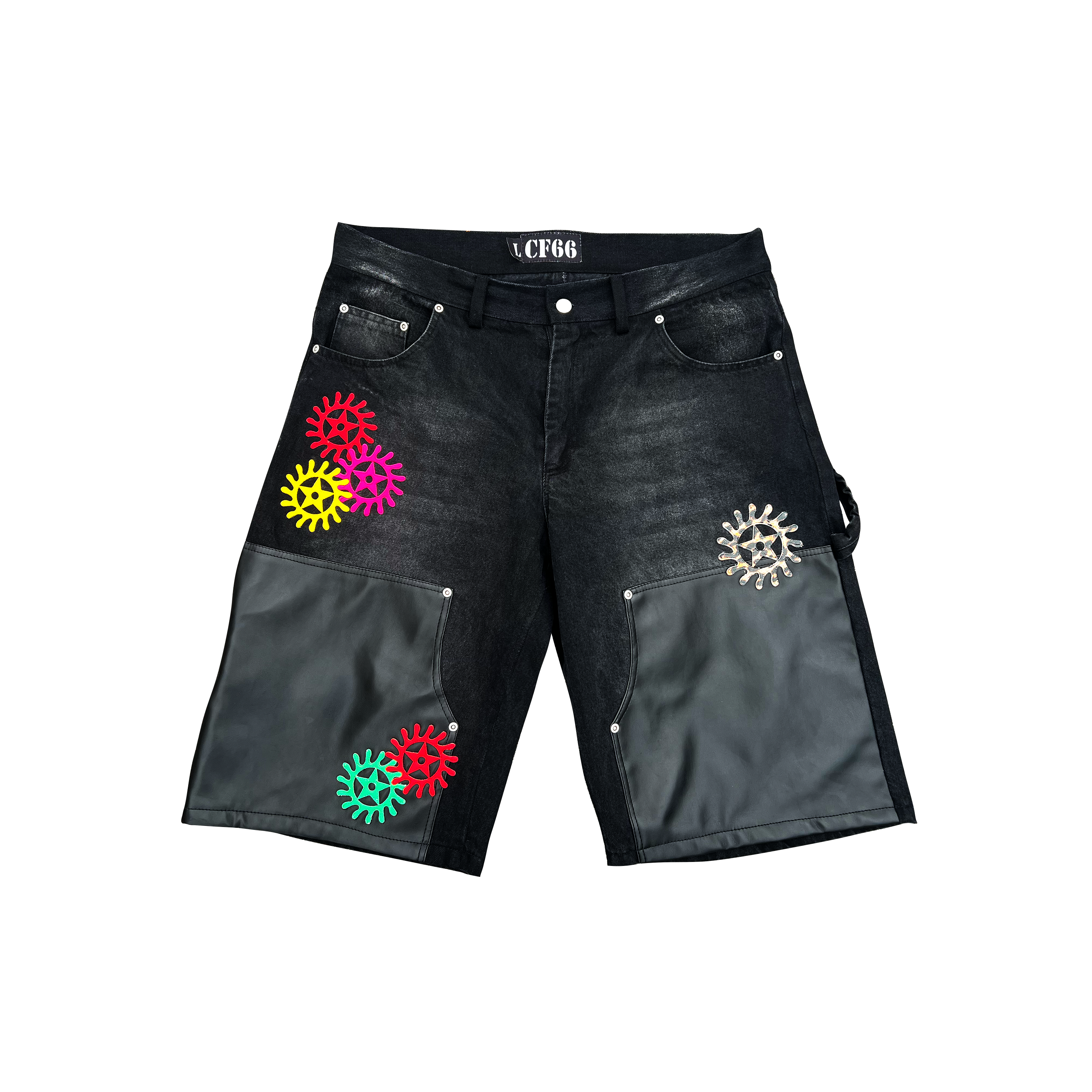 "Chrome Faces" Double Knee Jorts
