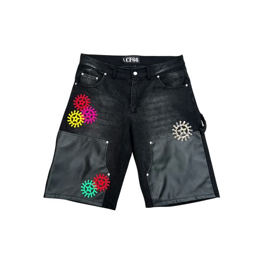 "Chrome Faces" Double Knee Jorts
