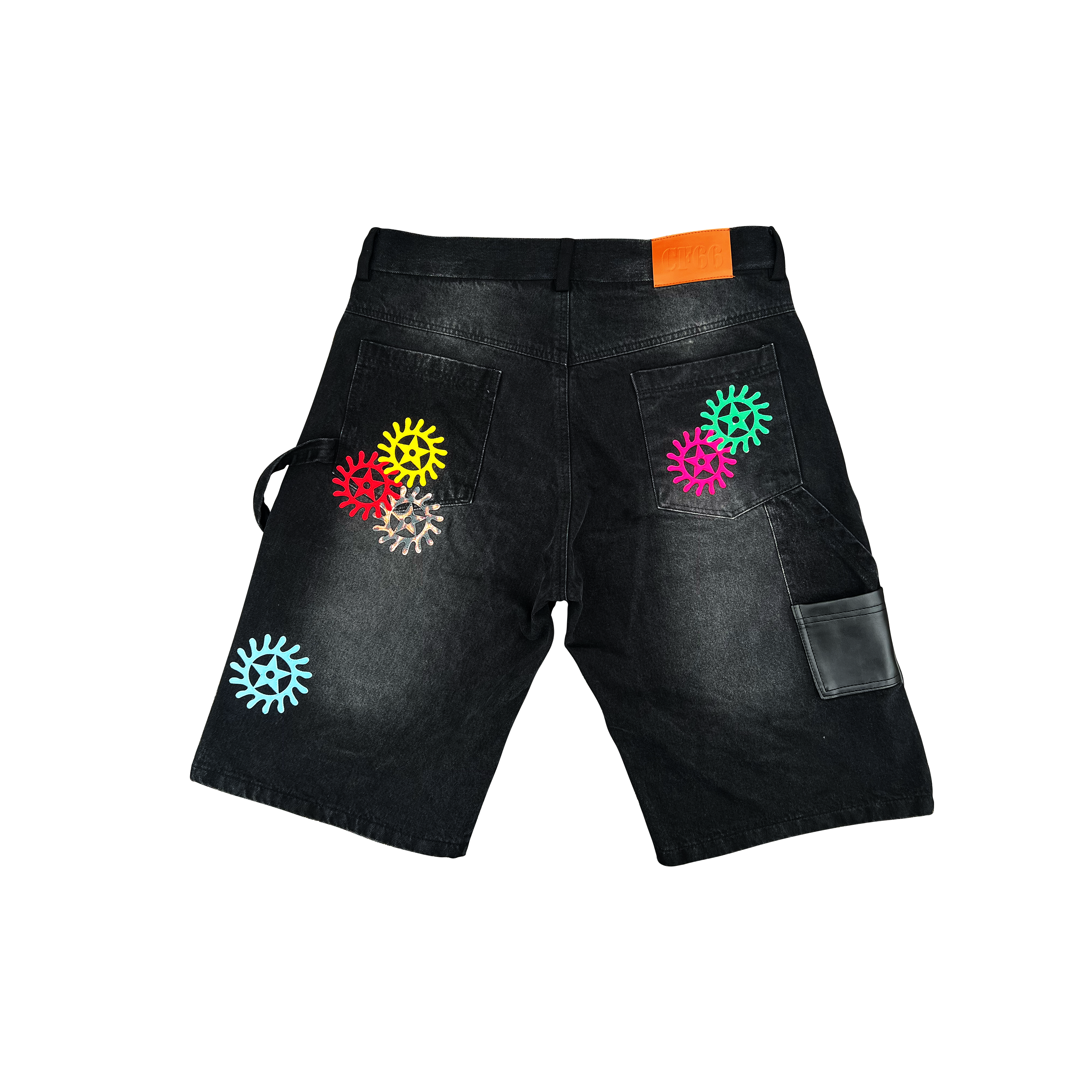 "Chrome Faces" Double Knee Jorts