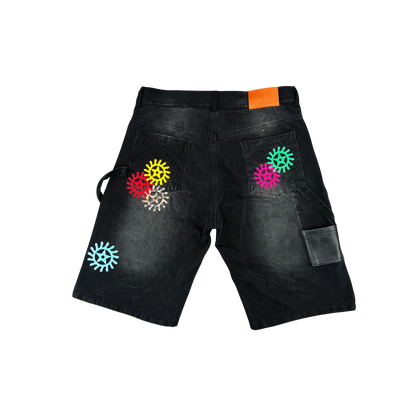"Chrome Faces" Double Knee Jorts