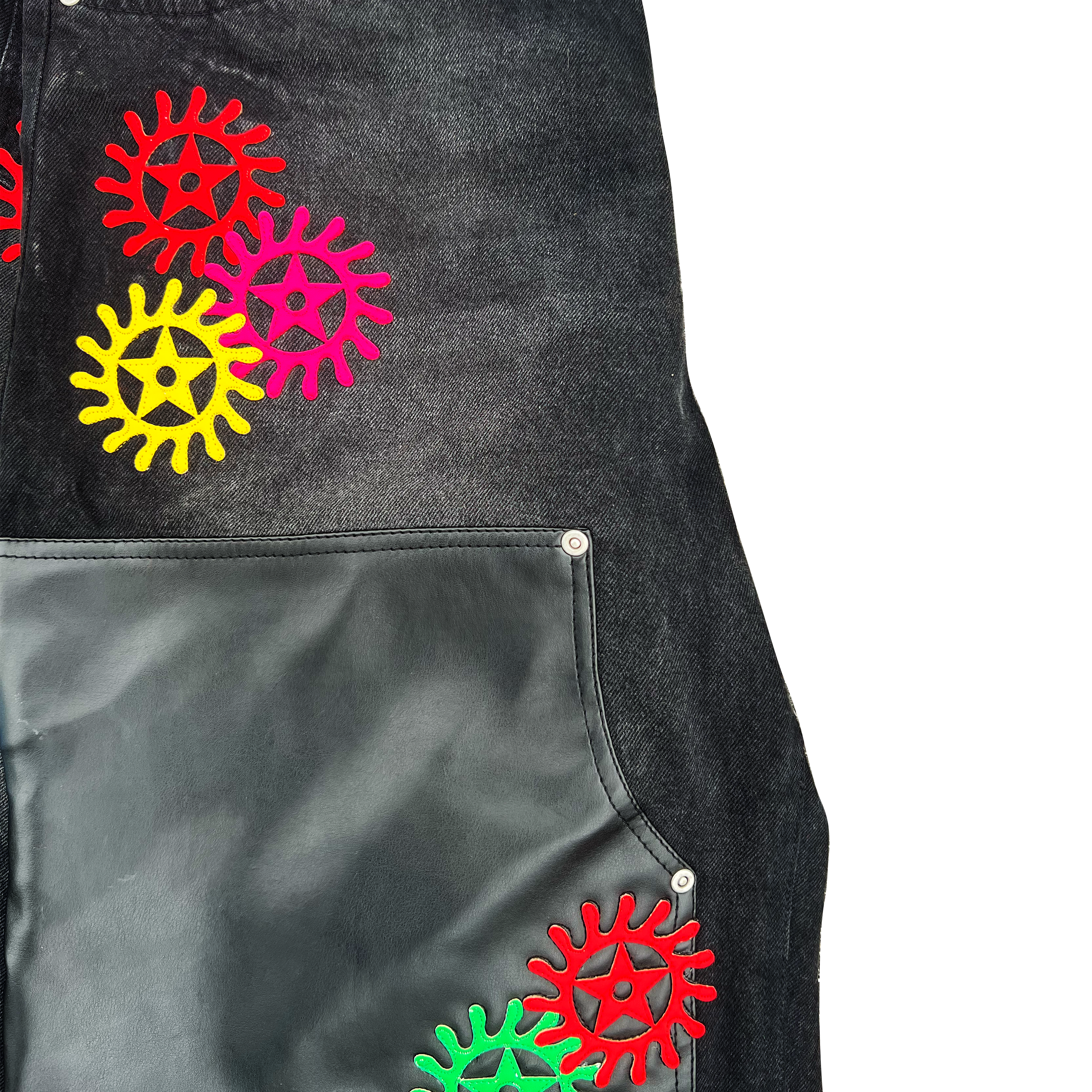 "Chrome Faces" Double Knee Jorts