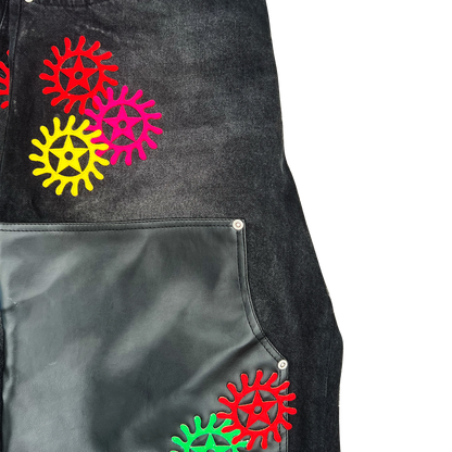 "Chrome Faces" Double Knee Jorts