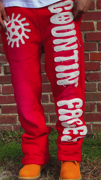 KTP Baggy Flare Sweats "Red"